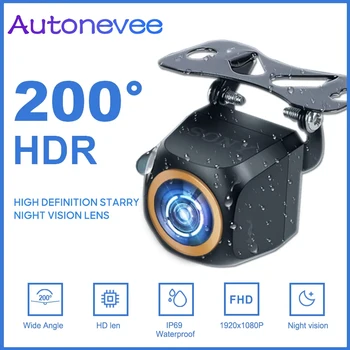 Telecamera Posteriore per Auto 200 °   Telecamera AHD 1920x1080P con Lente Fisheye Dorata, Visione Notturna HDR Completa, Telecamera Posteriore e Anteriore per Veicoli