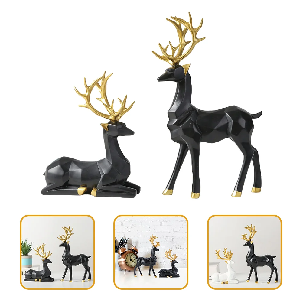 

Christmas Centerpiece Bronze Sculpted Modern Decor Antlerss Home Decors Resin ReinBookshelf Ornament Deer Animal