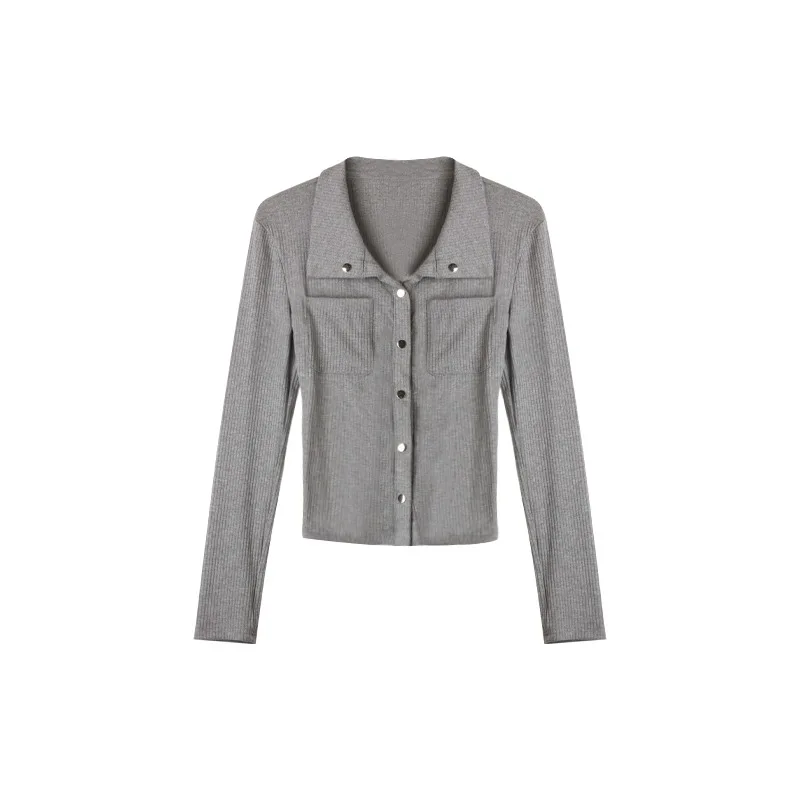 Women Long Sleeve Knitted Slim Fit Casual T Shirt