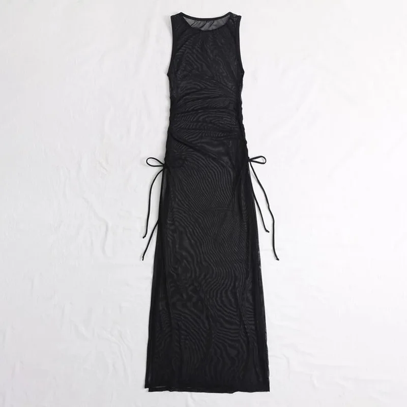 Summer 2024 Sexy Transparent Me Bikini Swimsuit Single Cover up Swimwear New Arrival Long Dr Netting Faionable Design