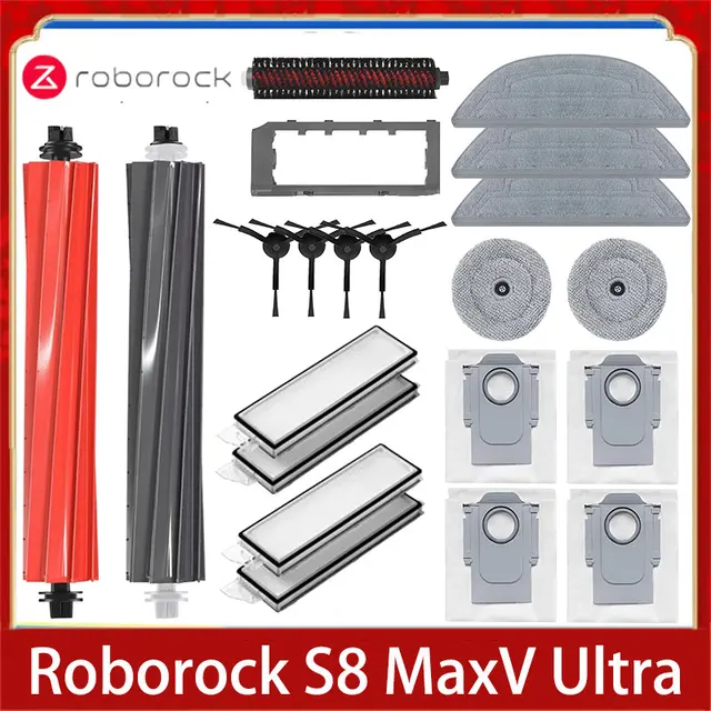 Roborock S8 MaxV Ultra Accessories Robot Vacuum Cleaner Main Side Brush Hepa Filter Mop Dust Bags Spare Parts 1