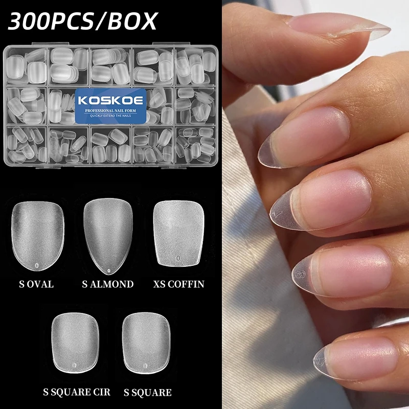 300pcs/Box Ultra Short Matte French False Nails Press On Acrylic Fake Nails Tips Full Cover Nail Art Tools Manicure Supplies