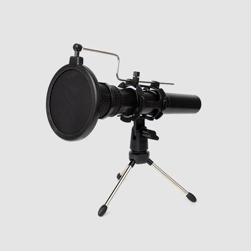 Adjustable Microphone Stand Desktop Tripod for Computer Video Recording with Mic Windscreen Filter Cover microphone stand