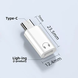 USB - C to Lightning Earphone Audio Adapter for iPhone - Wired Headset Audio Converter (WHITE)