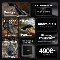 AGM H6 Rugged Smartphone 8GB+256GB 50MP Camera 6.56" FHD+ 90Hz Display Waterproof UNISOC T606 NFC Dual SIM Expandable Storage 2