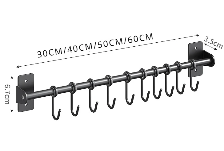 Kitchen Hook Rack Stainless Steel Wall Shelves Storage Utensils Holder Kitchen Accessories Organizer Wall storage rack no punch 6