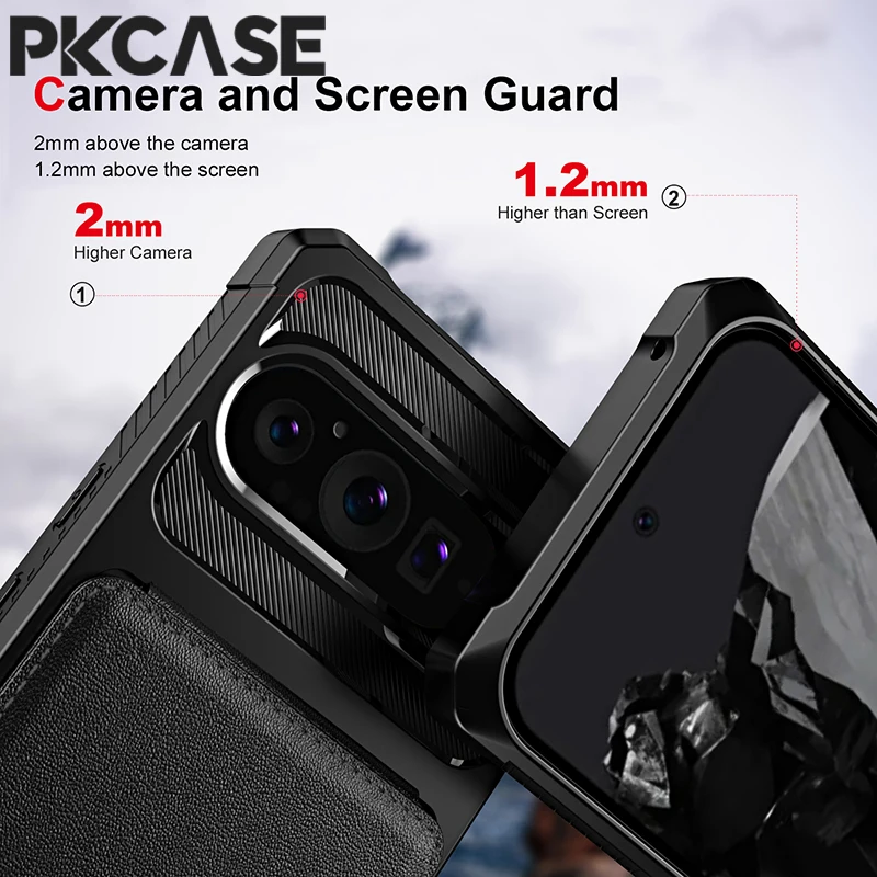 Vertical Card Slot Wallet Phone Case with Double Magnetic Clasp - Shockproof Leather Cover