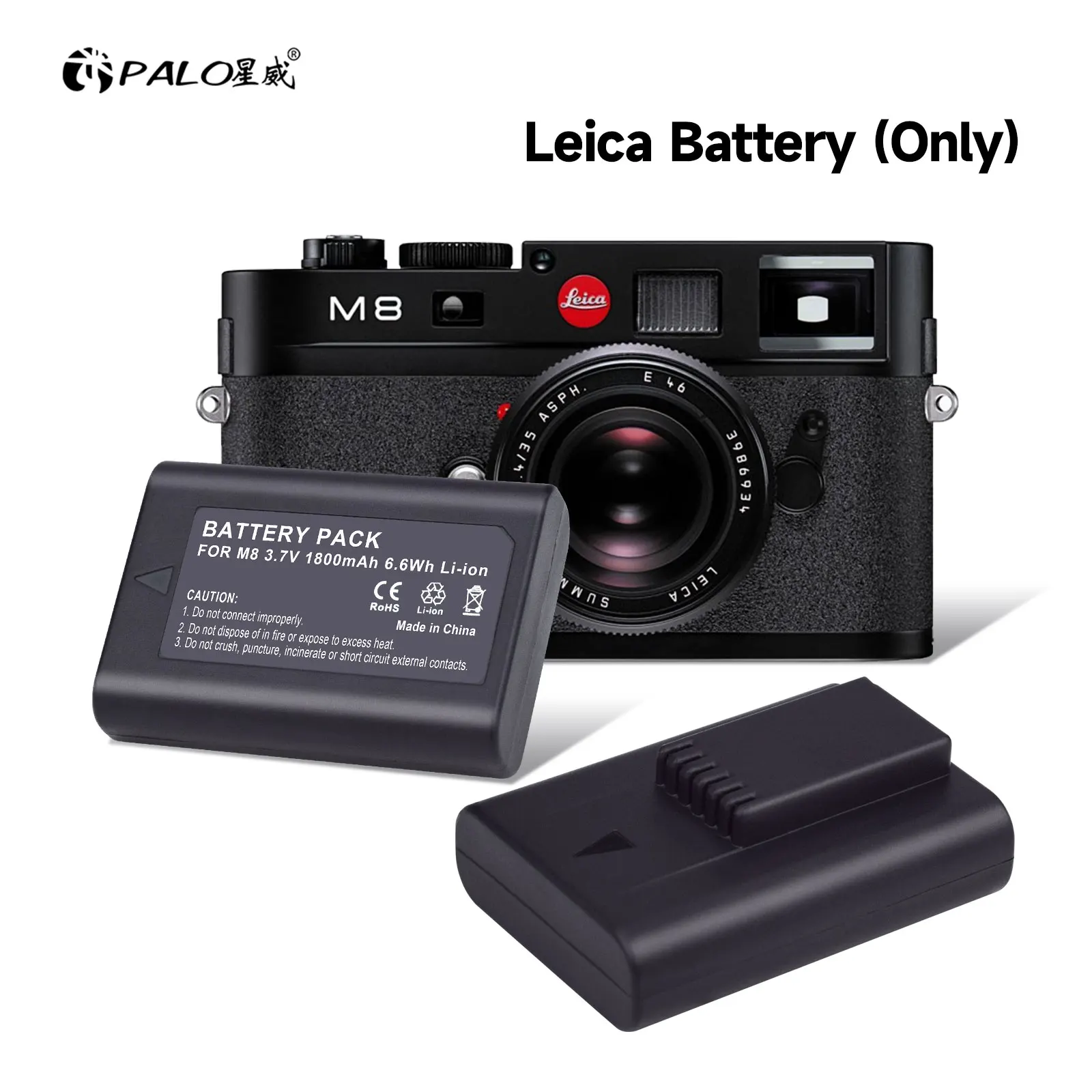 Batteria Per Fotocamera Da 1800Mah Per Fotocamera Leica M8 M8.2 M9 M9-P Mm Me M-E Bli-312 14464