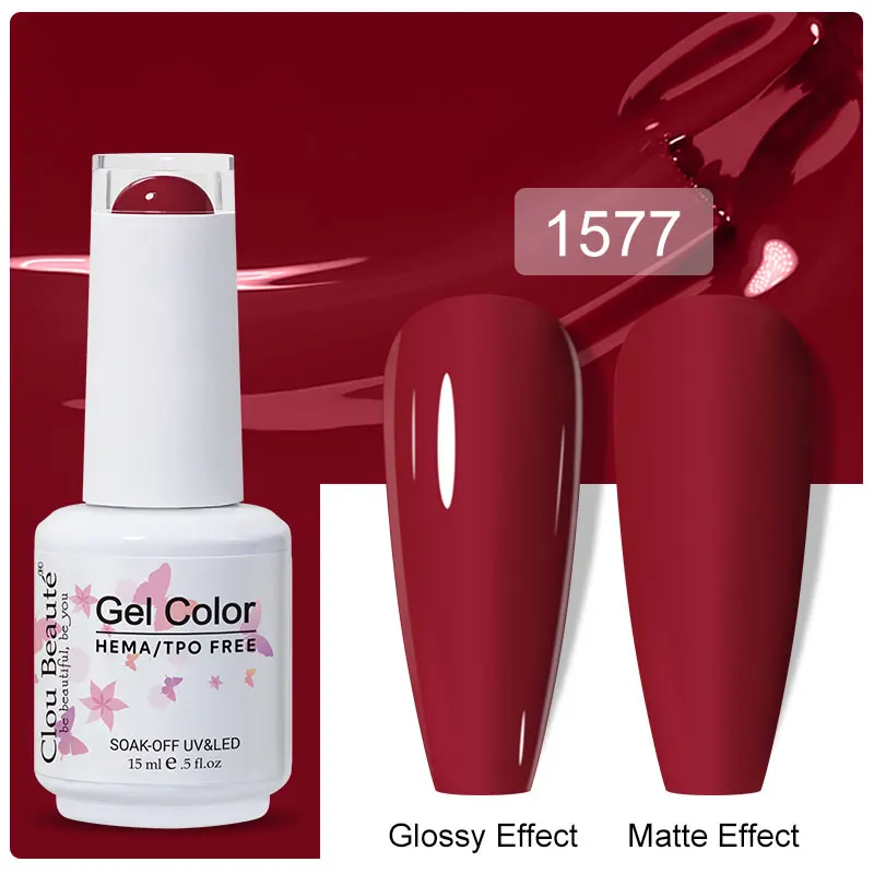 Clou Beaute 15ml Black Red Semi-Permanent Gel Nail Polish