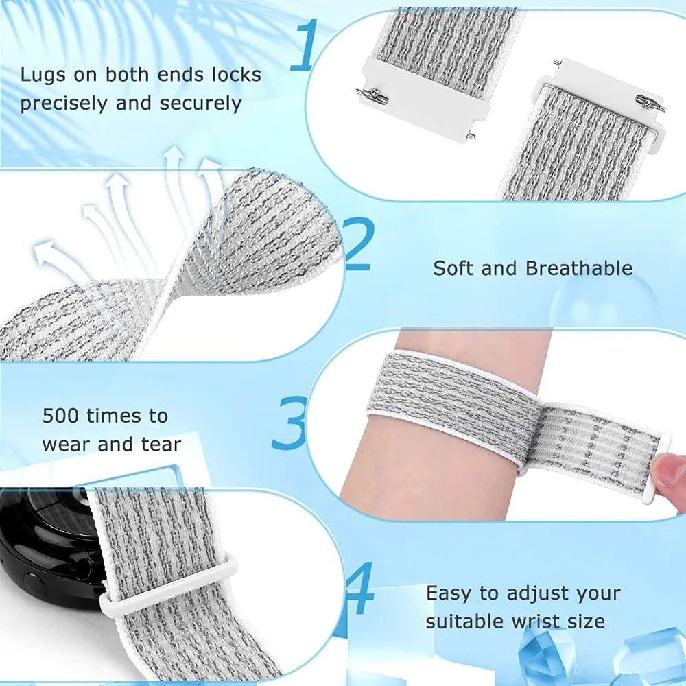 Nylon Loop Sports Strap - 20/22mm Woven Breathable Band