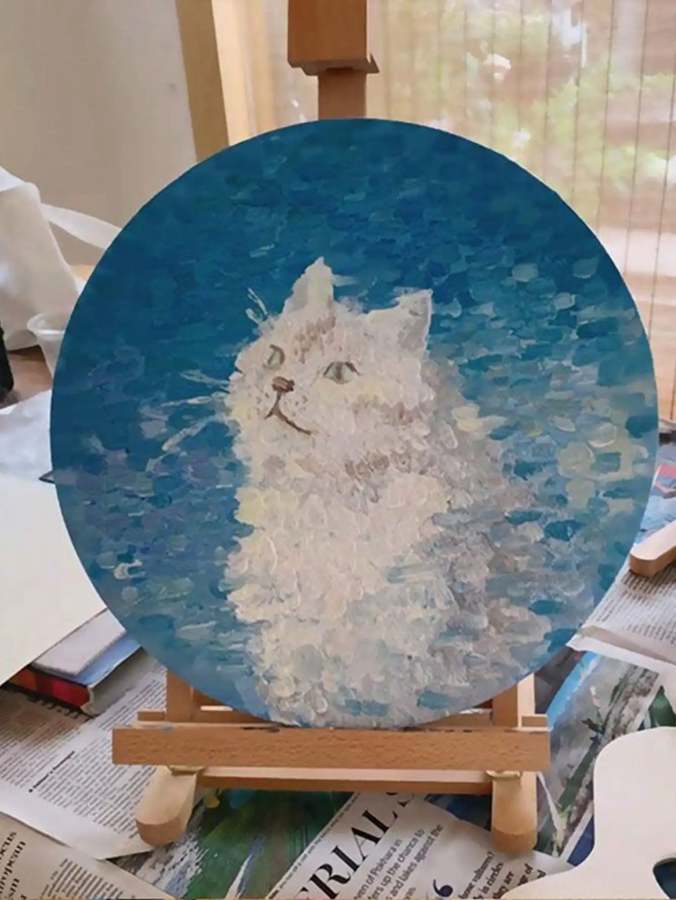 1pcs Round Stretched Canvas Board for Painting Acrylic Pouring