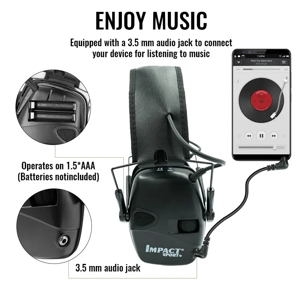 Cuffie da tiro elettroniche Cuffie per protezione dell'udito Protezione per le orecchie Riduzione del rumore Paraorecchie tattico da caccia attivo - immagine 4