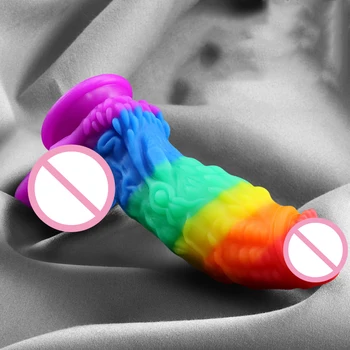 Soft Penis Artificial Rainbow Monster Dragon Dildos Adult Sex Toys Animal Suction Cup Dildos Sexy Gode Anal Plug Dick Massagers 5