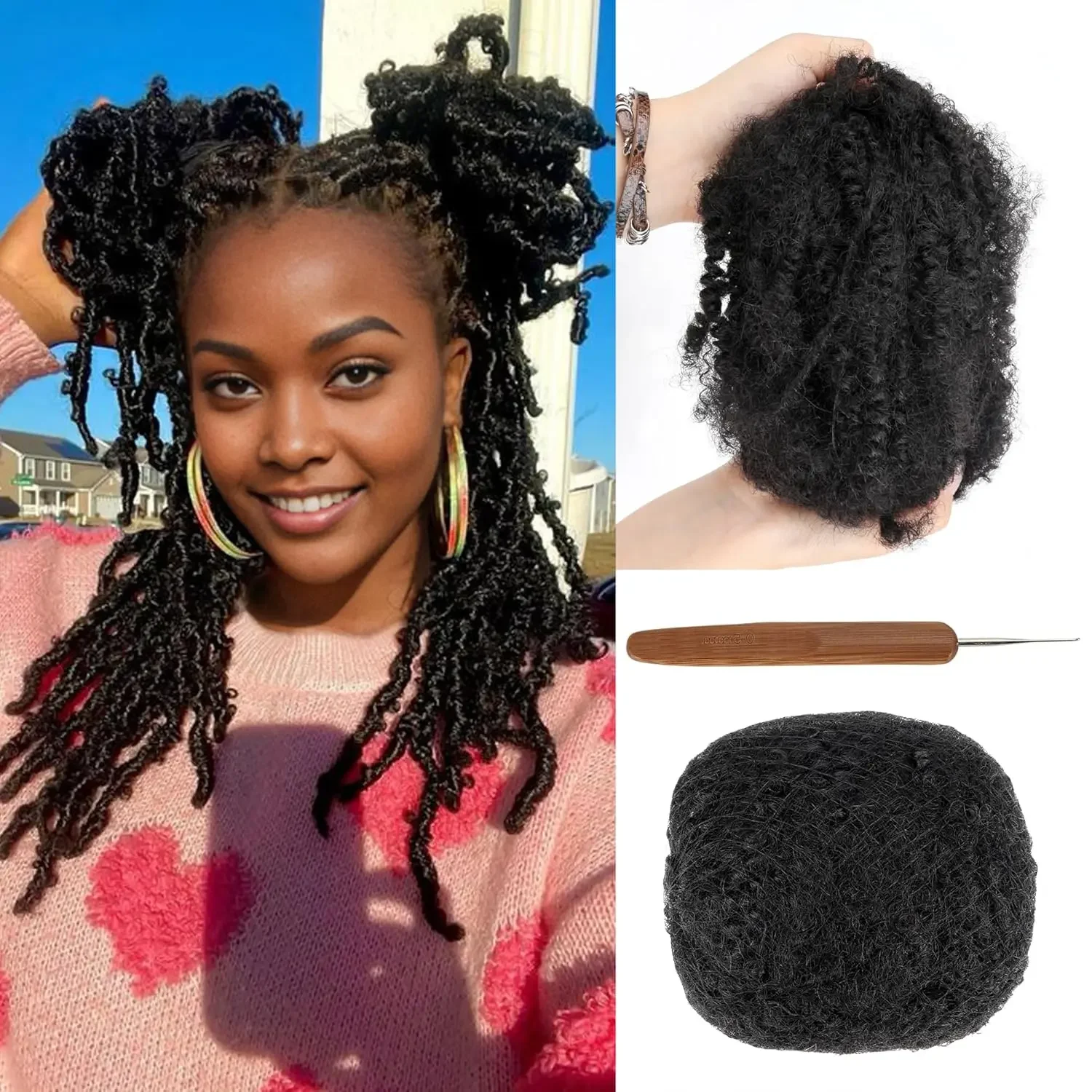 Brazilian Remy Hair Afro kinky Curly Bulk Human Hair For Braiding DreadLocks 1 Bundle 30g/pc Natural Color Braids No Weft