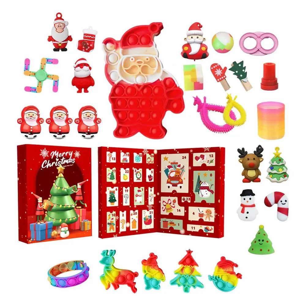 Christmas Advent Calendars Anti Stress Squeeze Toys 2024 Christmas Countdown Calendar Collectible Figurines Kids Xmas Gift Box