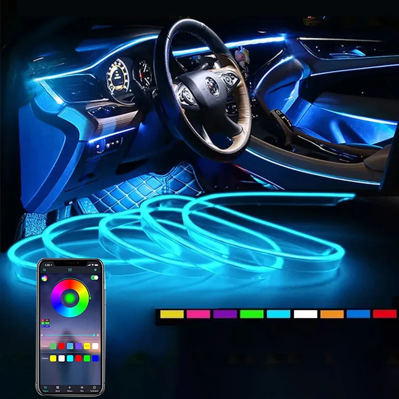 

Car Interior Cold Lights Led Ambient Light Auto Neon Rgb Decorative Lamps Strips Car Accessories For Bmw F10 Peugeot 206 Tesla
