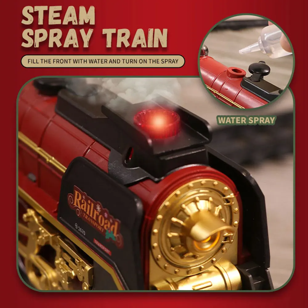 Electric Train Set Classical Battery Operate Remote Control Train Set Christmas Steam Train Light Sound Christmas Series Toys Gift Children