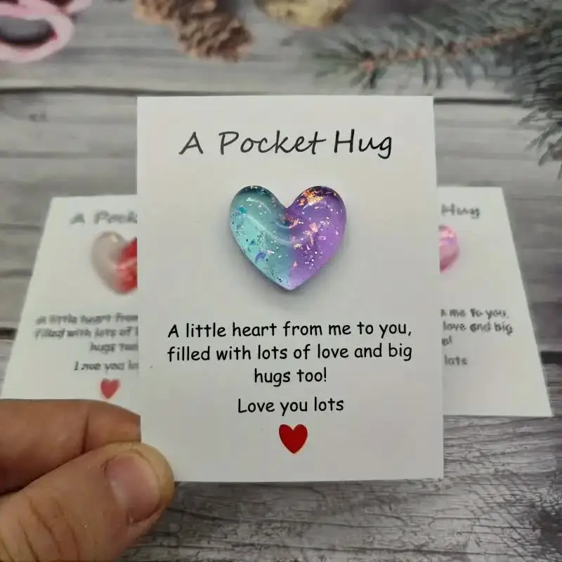 Pocket Hug 1/3pcs cute little heart pocket hug decorated with encouragement card special birthday wedding party Valentine's