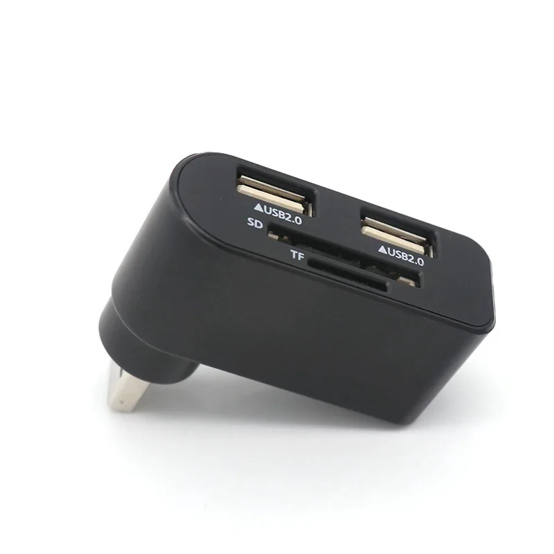 Splitter cavo ruotabile da 180 gradi HUB USB 2.0 a 4 porte per lettore di schede Micro SD TF Estendi l'adattatore per caricabatterie del telefono per PC portatile