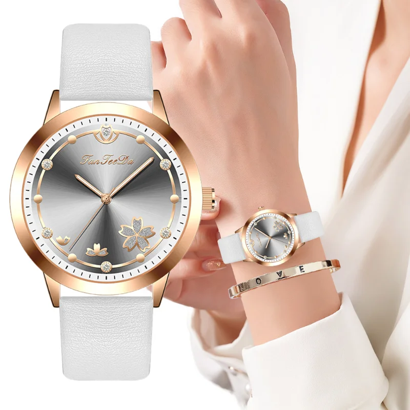 

Simple Style Flower Design Women's Watches Luxury Fashion Wristwatch for Women Elegant Ladies Quartz Leather Clock Hot
