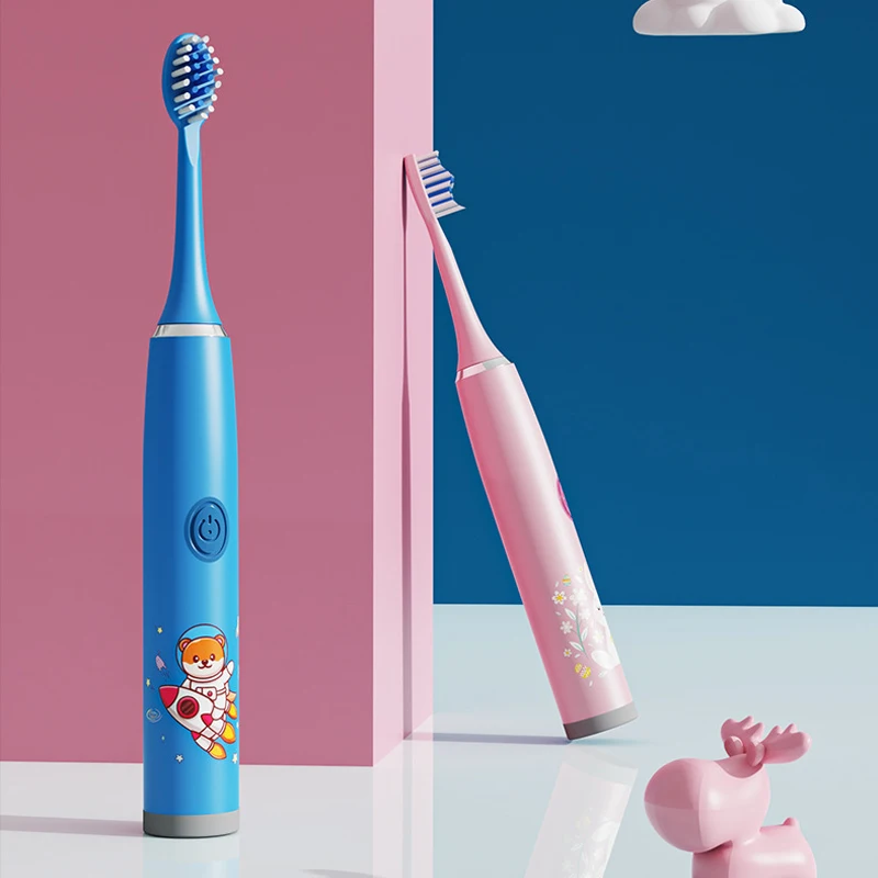 

Children Electric Toothbrush Cartoon for Kids with 5/8 Replacement Head Ultrasonic Sonic Toothbrush Rechargeable IPX7 Waterproof