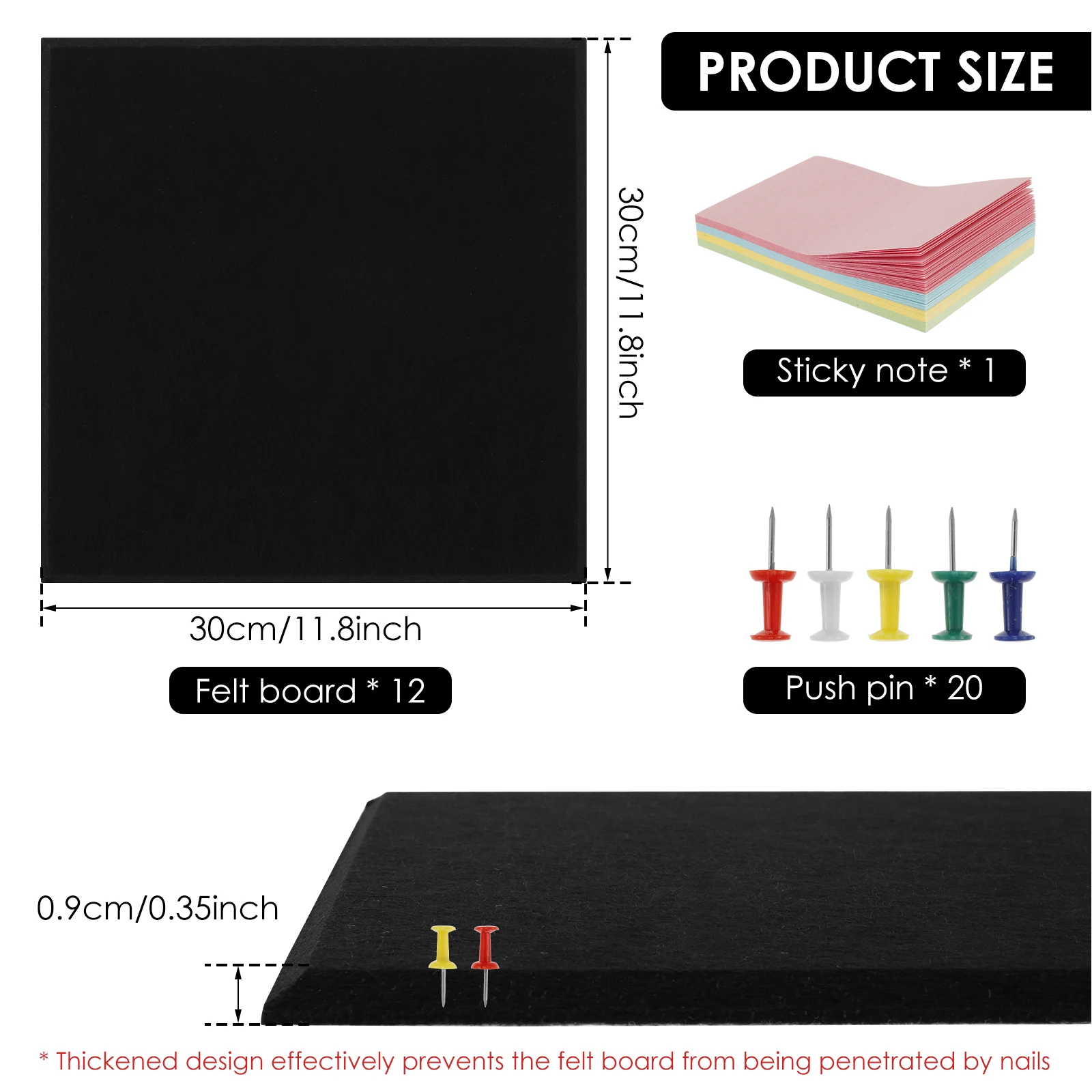 Lot De 12 Grands Carreaux Muraux En Feutre Avec Languettes
