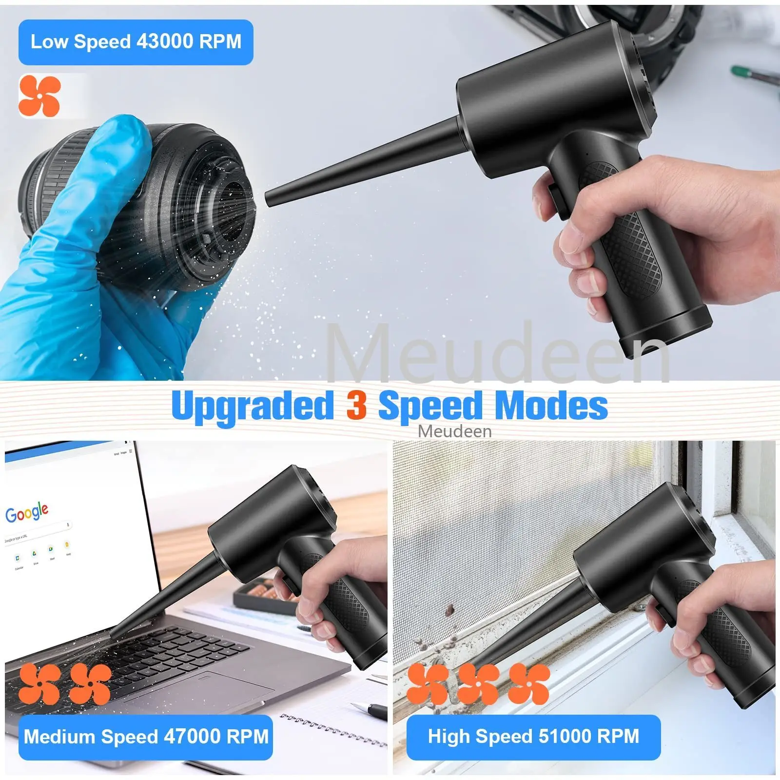 Wireless Air Blower Computer Cleaner Dust,Replaces Compressed Air Can Electric Blowing Gun for PC Laptop Keyboard Cleaning