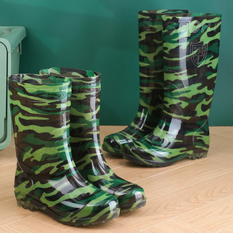 Bottes camouflage longues tube pour pêche discrète imperméables vadrouille quotidienne antidérapantes