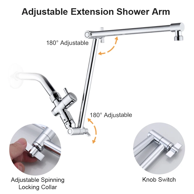 1set household Large panel Shower Top, Handheld Shower Head, Wall Mounted With Adjustable Extension Shower Arm 3