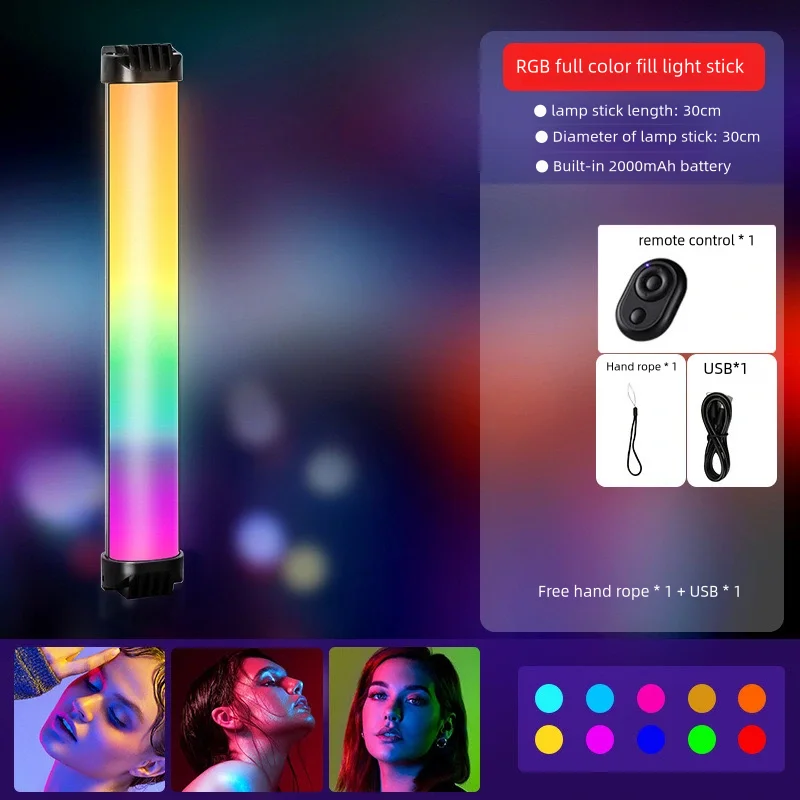 Youtube Shooting RGB lamp Vlog Selfie Portable mini Light Stick RGB Led Fill light Magnetic held led Light for