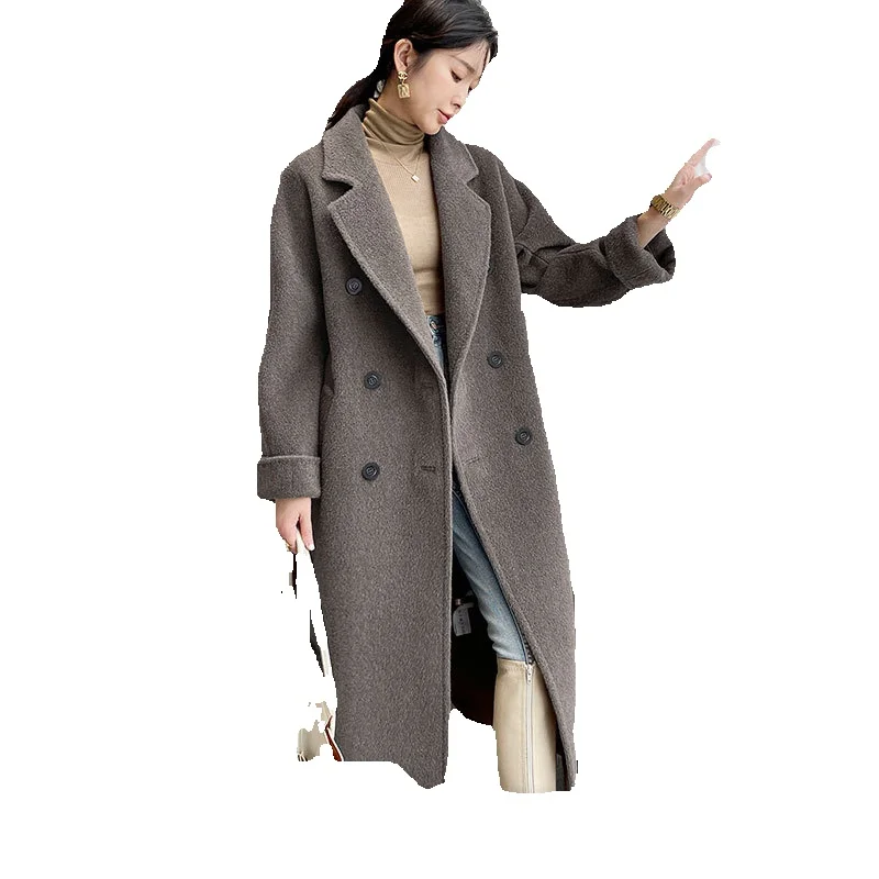 

Женский пуховик перуанская Альпака And Camel, Женская Длинная толстая двубортная шерстяная куртка Albaca