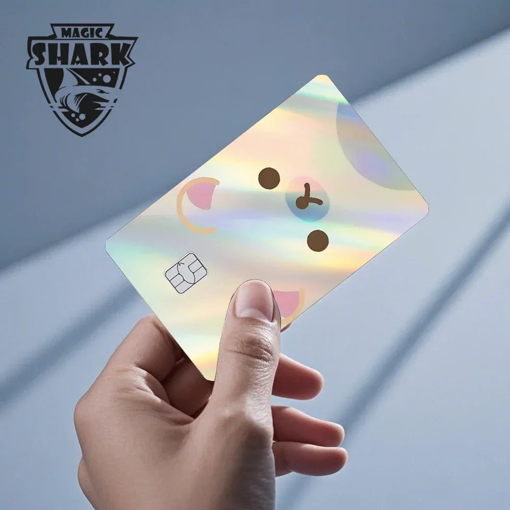 2025 New Cute Holographic Mouse Cat No Fade Laser Reflective Front Skin Cover Skin Sticker for Credit Card Debit Bank Card