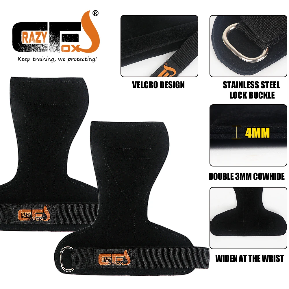 Hand Grips Cowhide Neoprene Padded Gymnastics Weightlifting Workout Gym Gloves Palm Protection for Kettlebell Pull Up Gymnastic