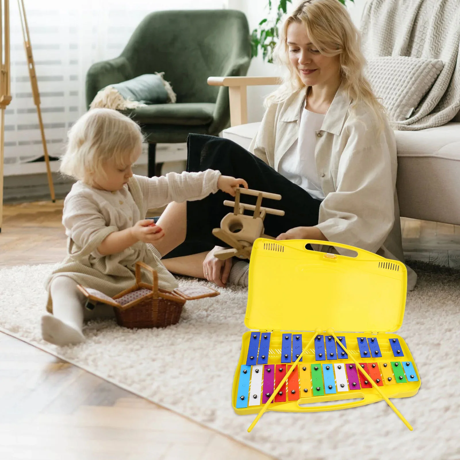 Novelty Musical Instrument Toy Xylophone Mallets 25-tone Piano Playing Metallophone Percussion Child