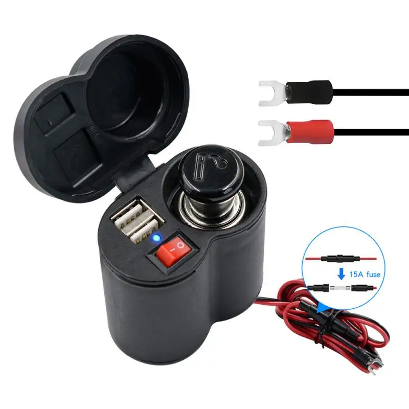 

Motorcycle Cigarette Lighter With Switch Dual Usb 2.5a Universal Waterproof Multifunctional Car Accessories Motorcycle Charger