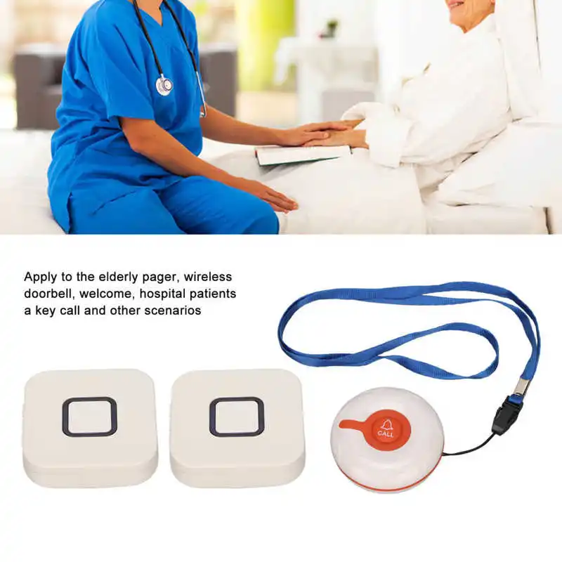 Wireless Caregiver Pager Long Distance Transmission Elderly Monitoring Call Button for Nurse Alert System 100‑240V