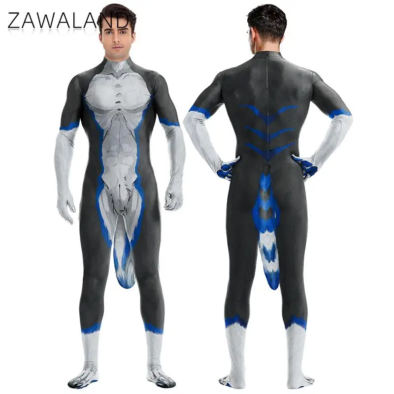 Cosplay Costume Zawaland Wolf Petsuit Men Animal Cosplay Costume Fancy Carnival Zentai Bodysuit with Tail Crotch Zipper Jumpsuit Holiday Clothes cosplay costume