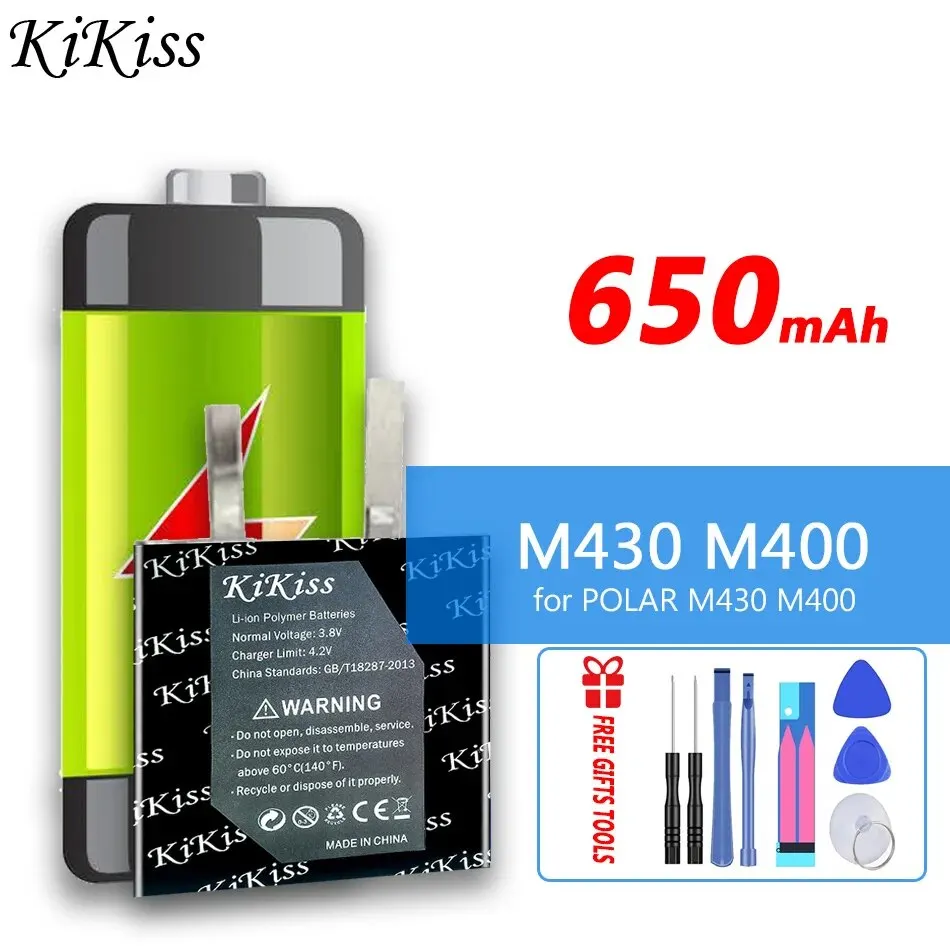 Batteria Kikiss M430 M400 (322826) 650Mah Per Polar M430 M400 Orologio Sportivo Gps Repalcement Bateria