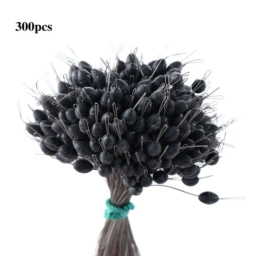 300pcs/Pack Cylindrical Oval Rubber Stopper Fishing Connector Fishing Floater Bobber Space Bean Silicone