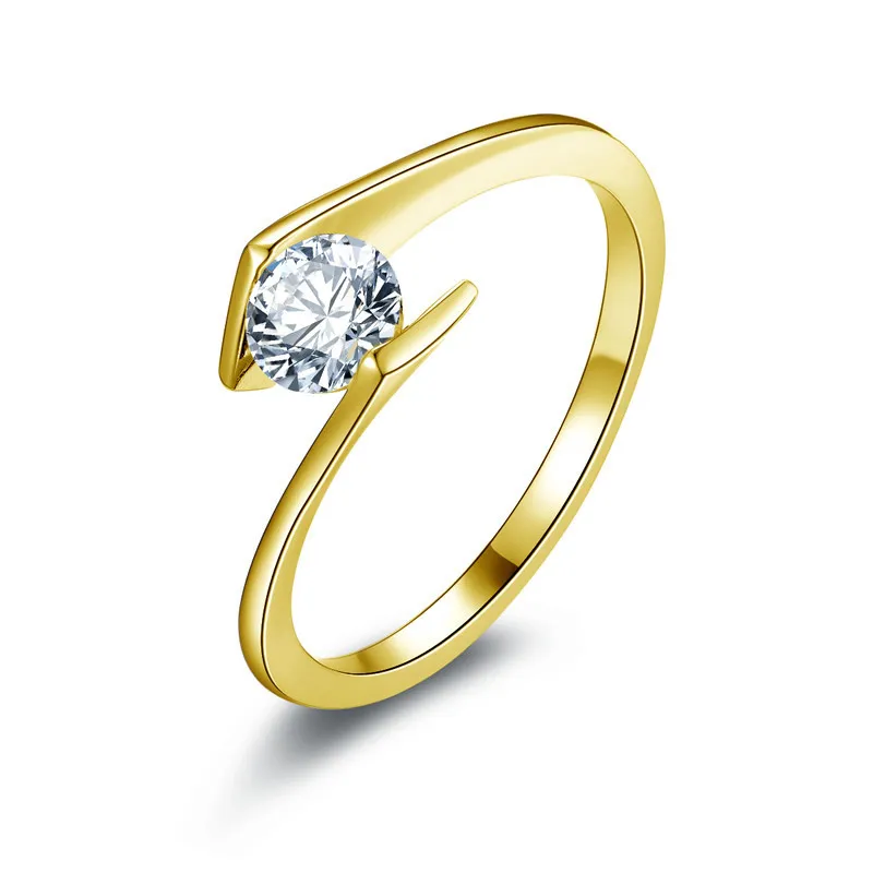 

IOGOU Moissanite Engagement Rings 10K Solid Yellow Gold Solitaire Diamond 5mm VVS1 Wedding Rings Original Certified Fine Jewelry