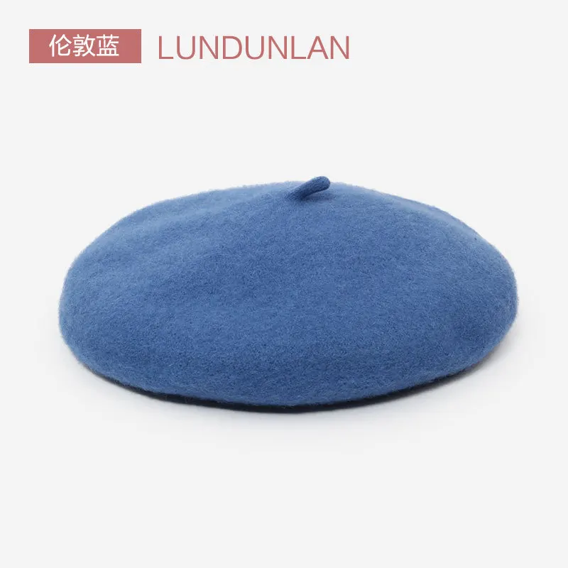 Blue Wool Beret Retro Knitted Painter Hat Bud Hat Japanese Autum Winter Vintage Caps Keep Warm Cute Casual Women Men Beret