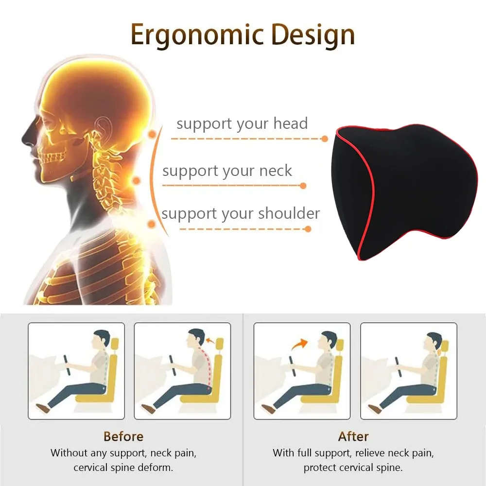 Memory Foam Car Neck Support Pillow for Neck Pain Relief Lumbar Back Support  for Office Chair High-end Cervical Pillows for Car - AliExpress