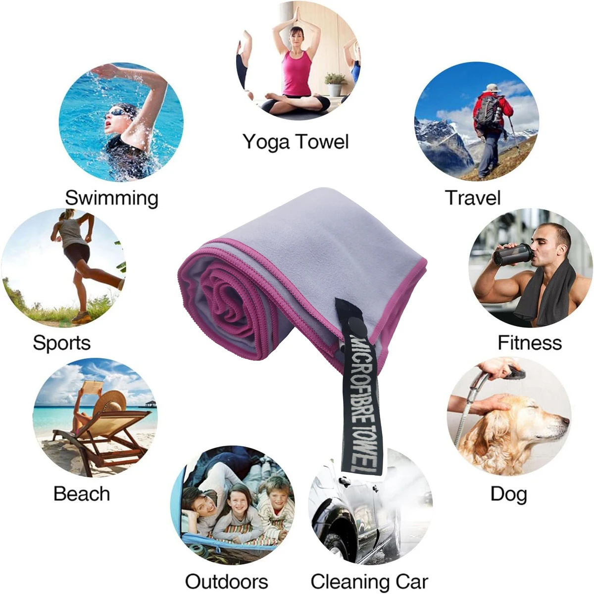 Quick-Dry Sports Towel Microfiber Running Yoga Gym Fitness Ball Workout Outdoor Riding Camping Hiking Beach Towel Microfiber Towel Sports Towel