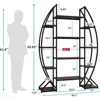 Large Oval Bookshelf, 70“ Tall Open 5 Tier Industrial Bookcases, Modern Etagere Bookcase Furniture, Wall Units for Living Room, 3