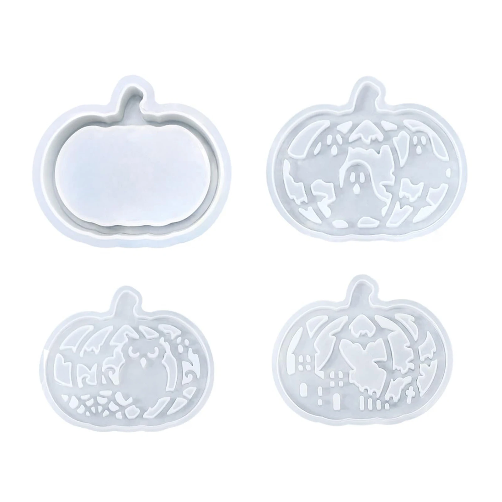 4 Pcs Halloween Pumpkin Silicone Molds Tea Light Holder Casting Molds Plaster Molds for DIY Crafts