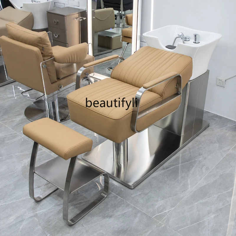 Shampoo Chair for Hair Salon Flushing Bed Thai Lying Completely Ceramic Basin Half-Lying Bed Massage Couch