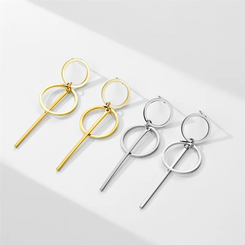 Zwei Herzen Edelstahl Creolen Für Frauen Mode Gold farbe Süße Einfache Herz Baumeln Stud Ohrring Trend Schmuck Geschenk – Detail 24