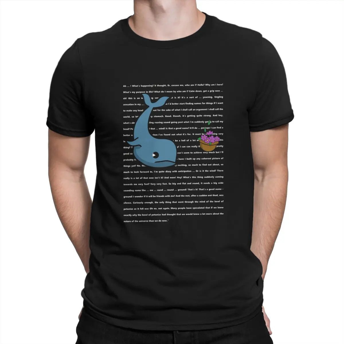 Whale Animal Falling Whale E Petunia T Shirt Vintage Punk Tshirt Da Uomo In Poliestere Top