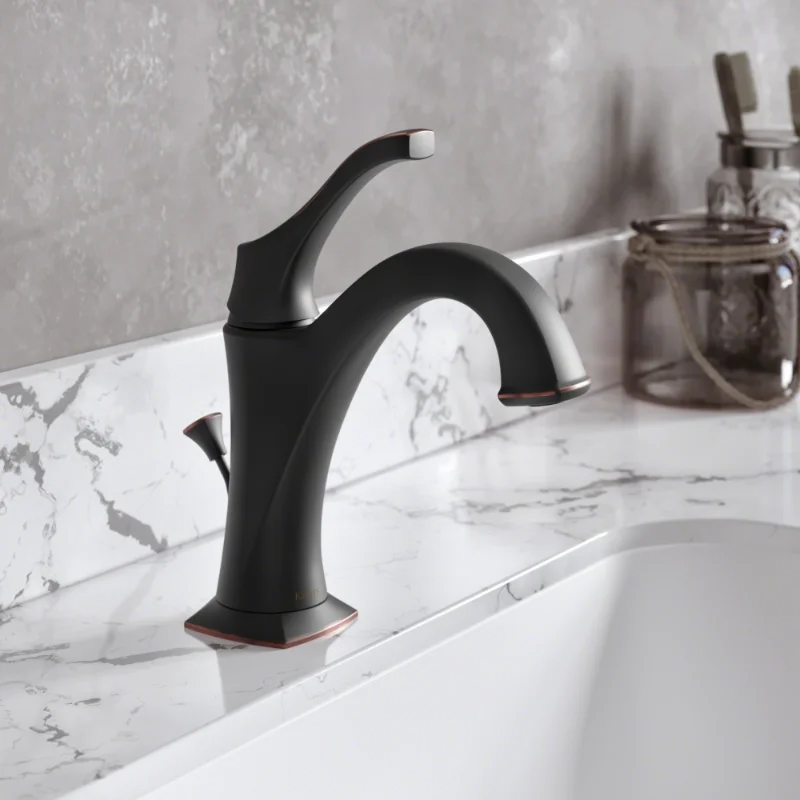 

Bronze Bathroom Faucets Lift Rod Drain Single Handle Water Tap