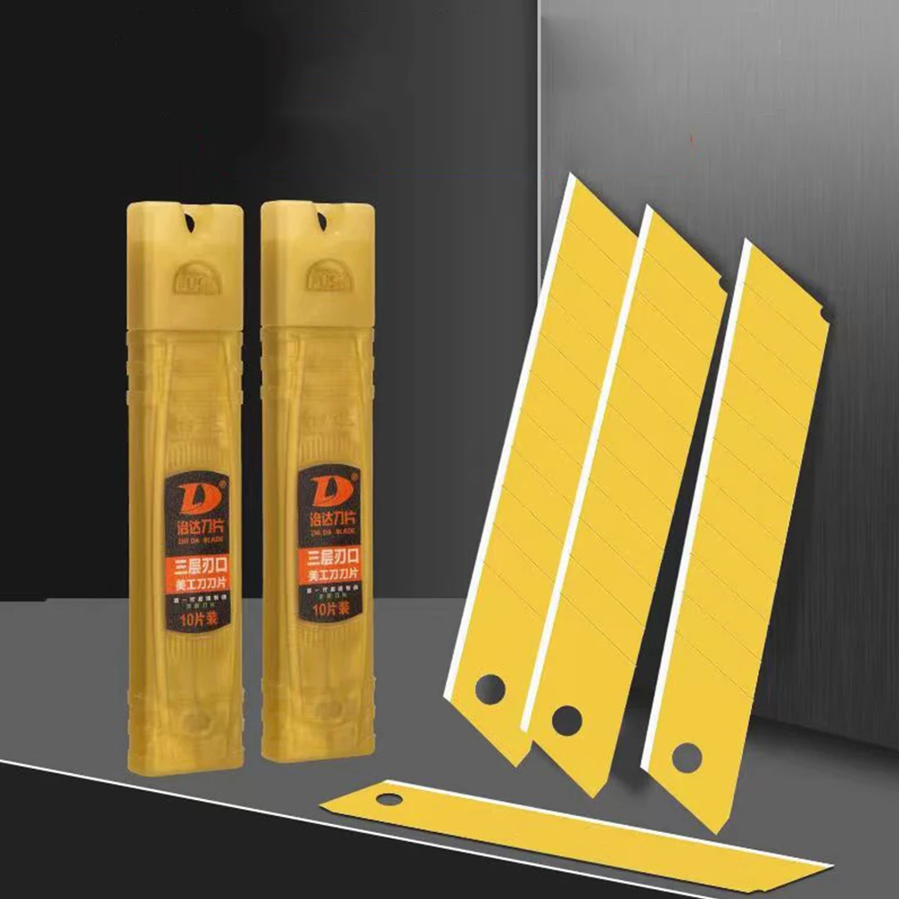 10PCS 18mm Titanium Plating Gold Art Knife Blade Antirust Wallpaper Utility Knife Handcraft Creativity Cutting Craft Tools DIY
